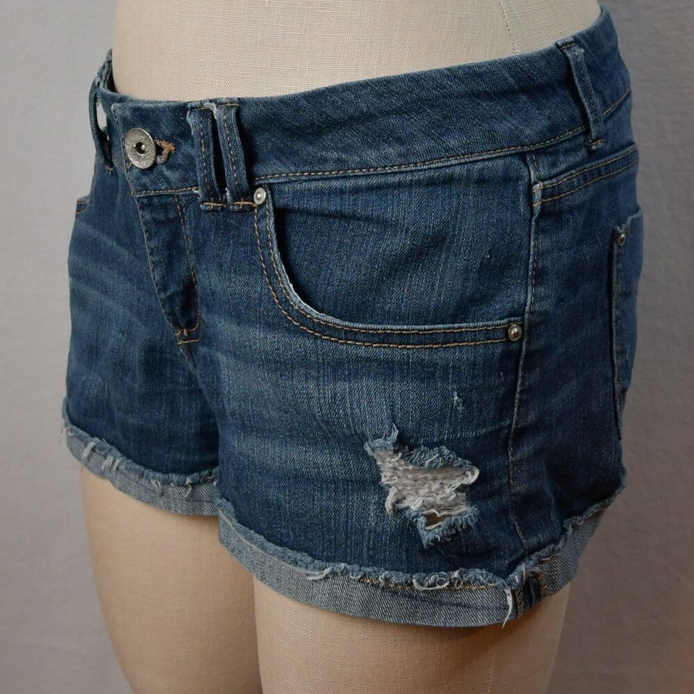 Classic Dark Blue Denim Women's Shorts - Picture 2 of 5